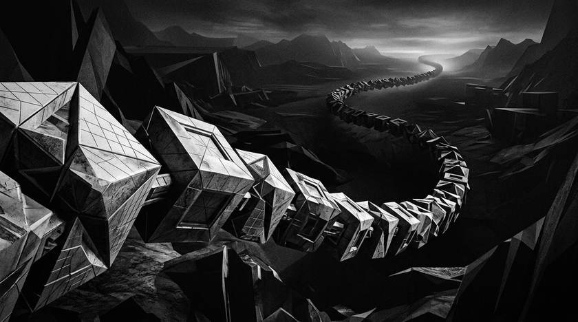 Monochrome abstract ledger motif