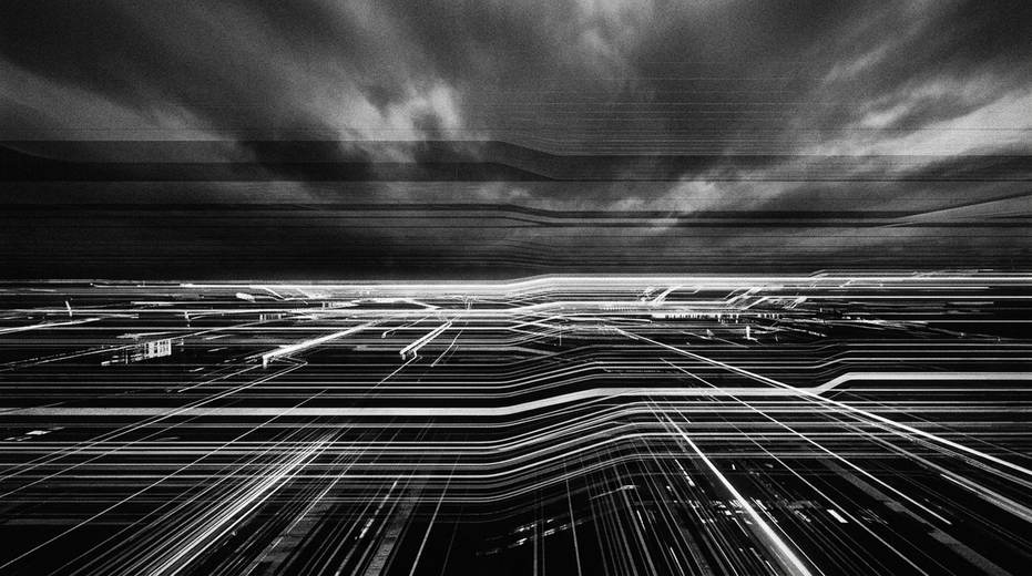 Wide monochrome still — editorial break between homepage sections